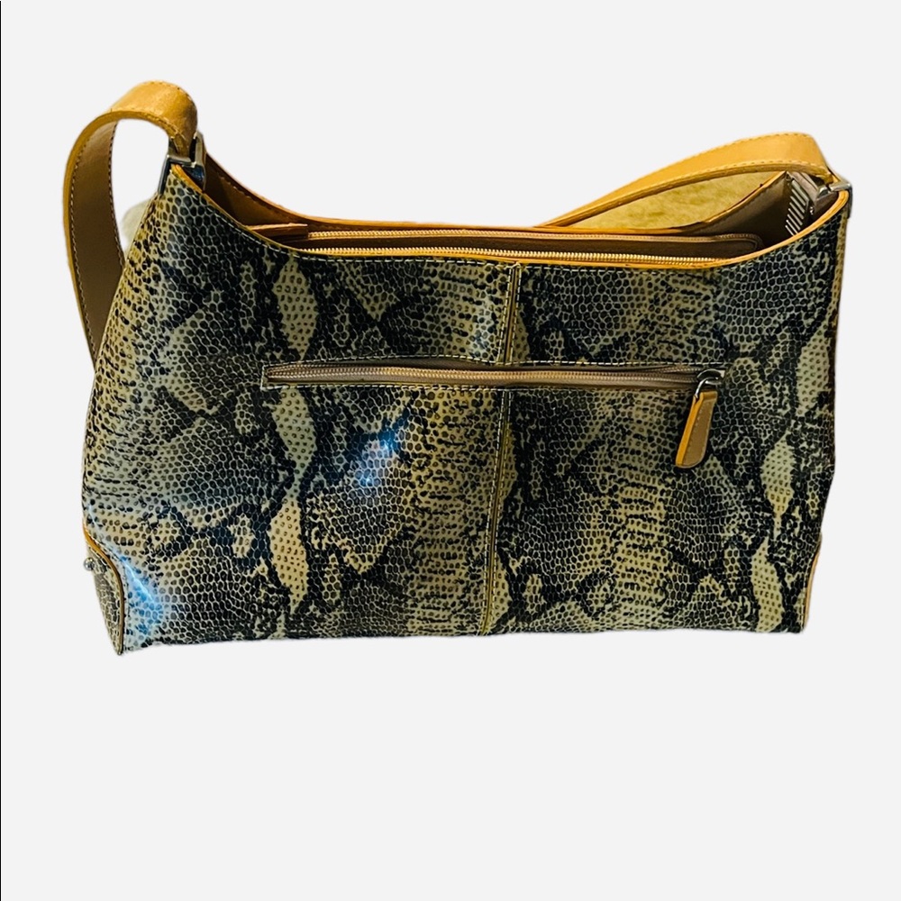 Authentic Tods Shoulder Bag Vintage Rare Python Patent Leather Canvas Lining - Picture 2 of 11